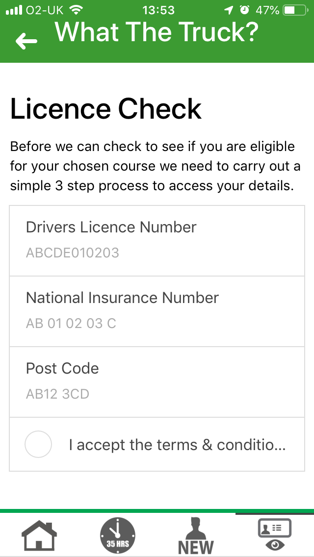 Licence Check Screen shot